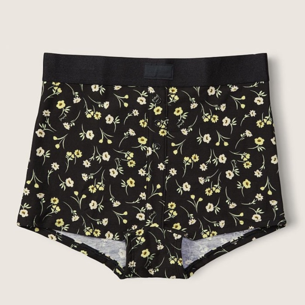 Victoria’s Secret‎ Pink Pure Black Floral High Waisted Shortie Panty